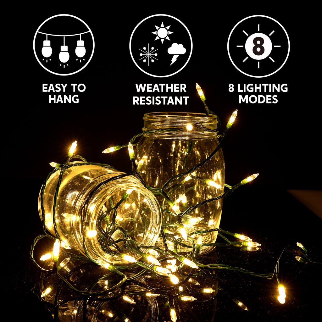Joyfy Clear Christmas Lights,16.3ft 50 Count Warm White Christmas String Lights,Connectable Green Wire Xmas Tree Lights for Indoor Outdoor Christmas Decorations Holiday Party Decor