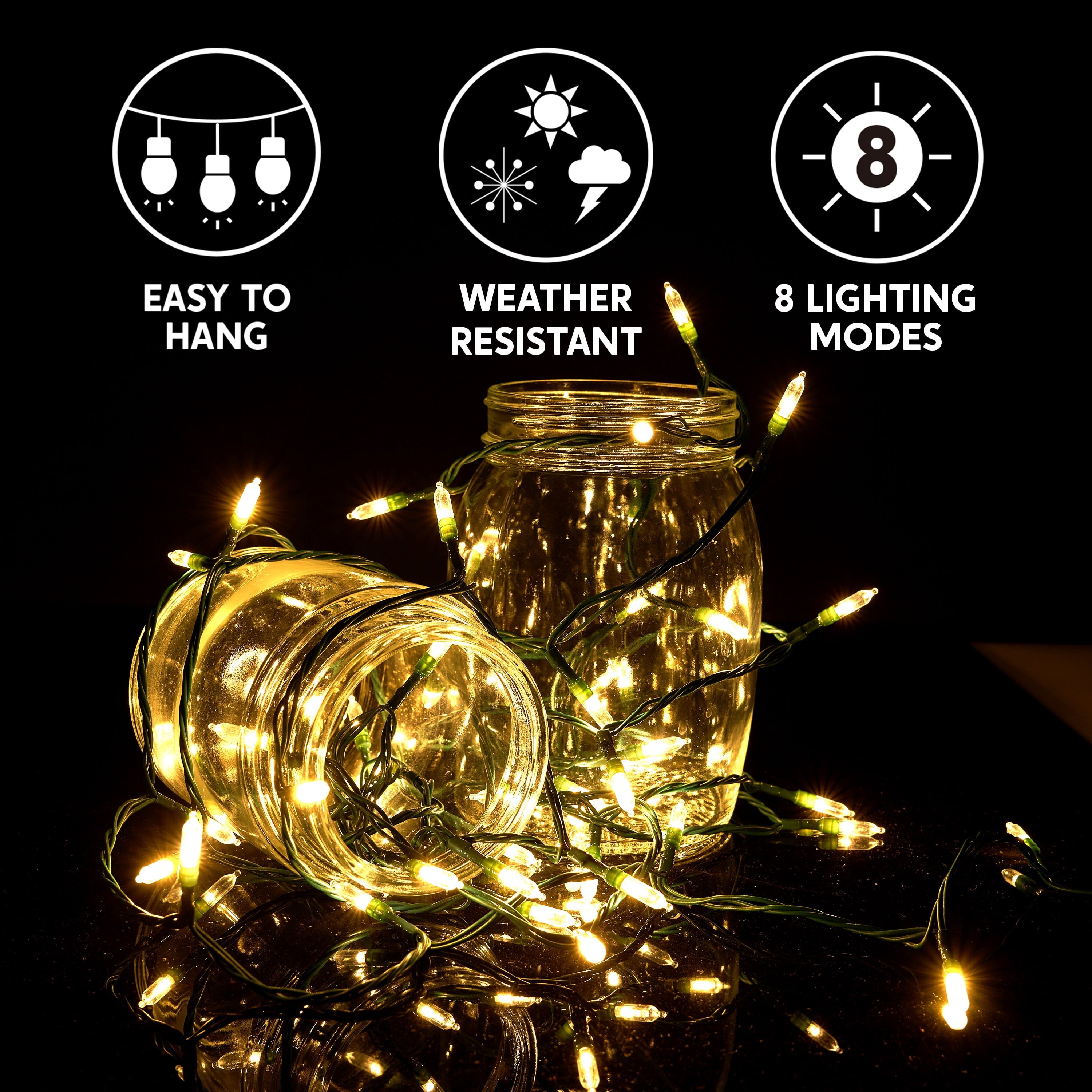 Joyfy Clear Christmas Lights,16.3ft 50 Count Warm White Christmas String Lights,Connectable Green Wire Xmas Tree Lights for Indoor Outdoor Christmas Decorations Holiday Party Decor