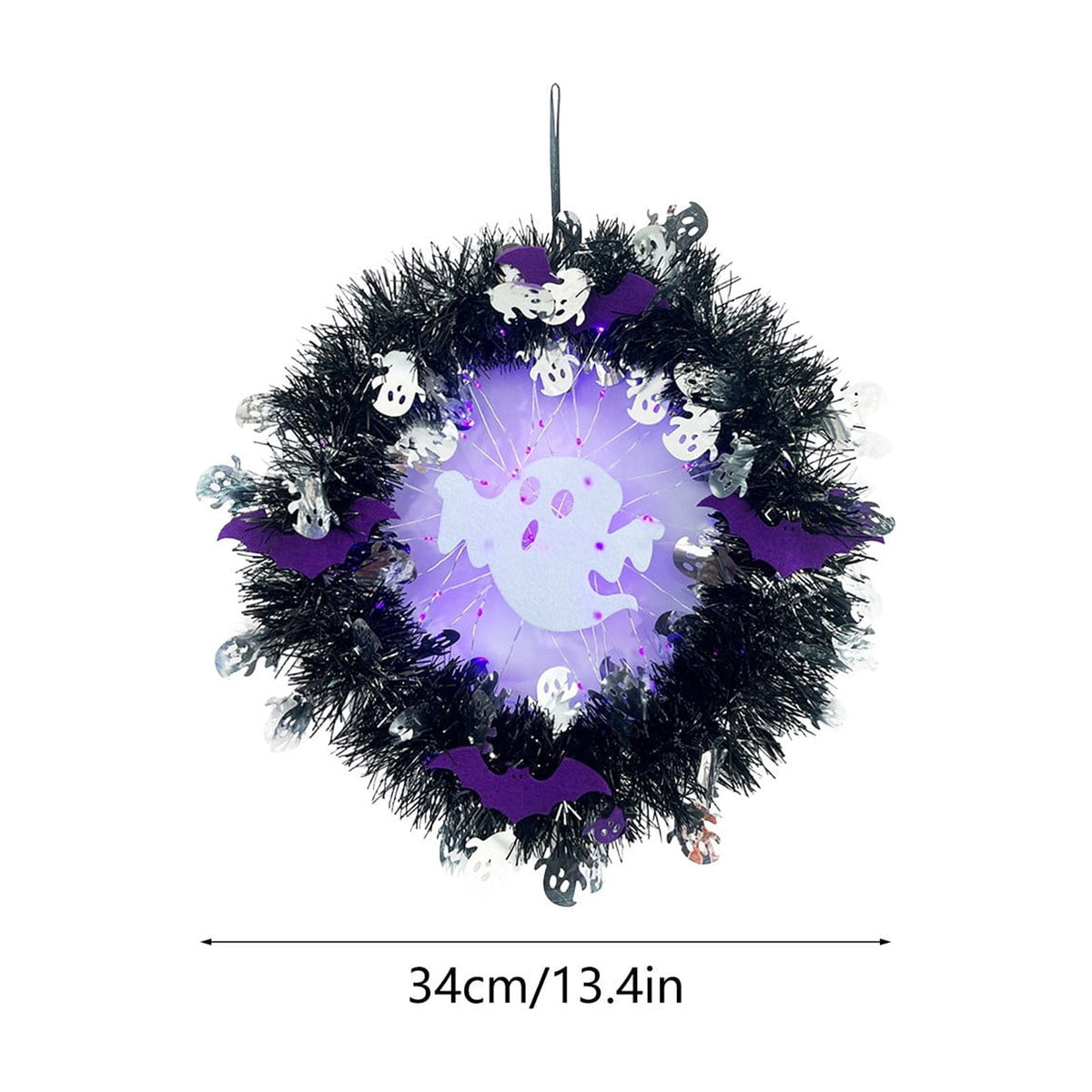 Boovnll Halloween Wreath, 18" Horror & Novelty Handmade Black Twig Glitter Bats Halloween Wreaths for Front Door Fireplace Wall Porch Party Decor, Halloween Decorations