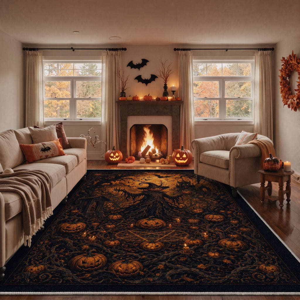 GENIMO 2'x3' Halloween Doormat, Washable Non Slip Soft Farmhouse Pumpkin Outdoor Door Mat for Front Door Covered Porch Patio Entryway, Smoky Amber