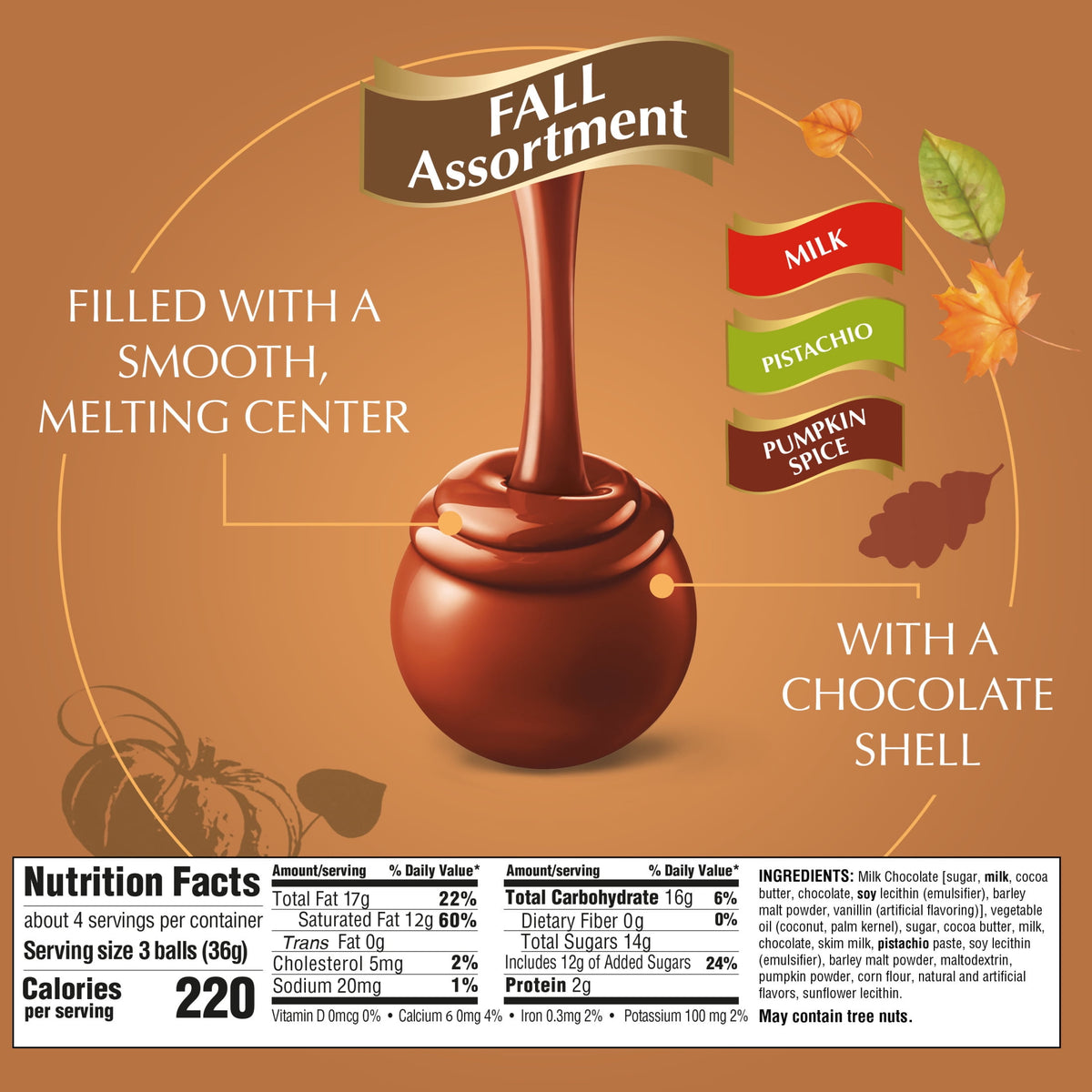 Lindt LINDOR Fall Assorted Milk Chocolate Candy Truffles, 5.1 oz. Bag