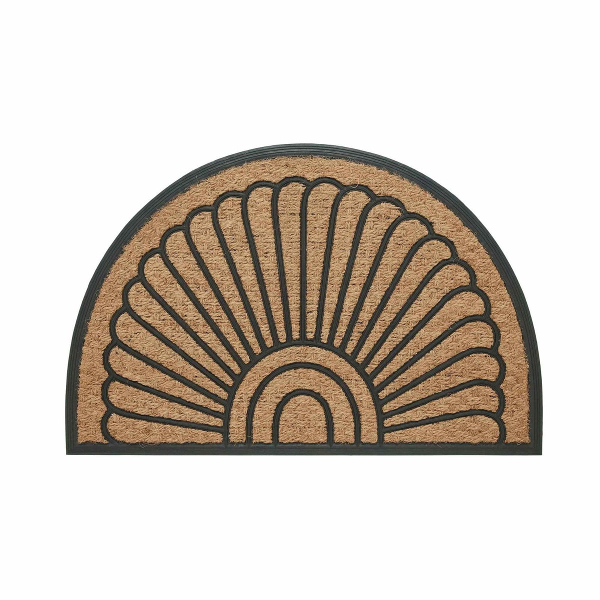 Front Door Mat Indoor Outdoor Entrance Rug, Semicircular Entrance Mat, Half Round Waterproo Non-Slip Durable Rubber Doormat for Garage, Patio, 29.5 inch
