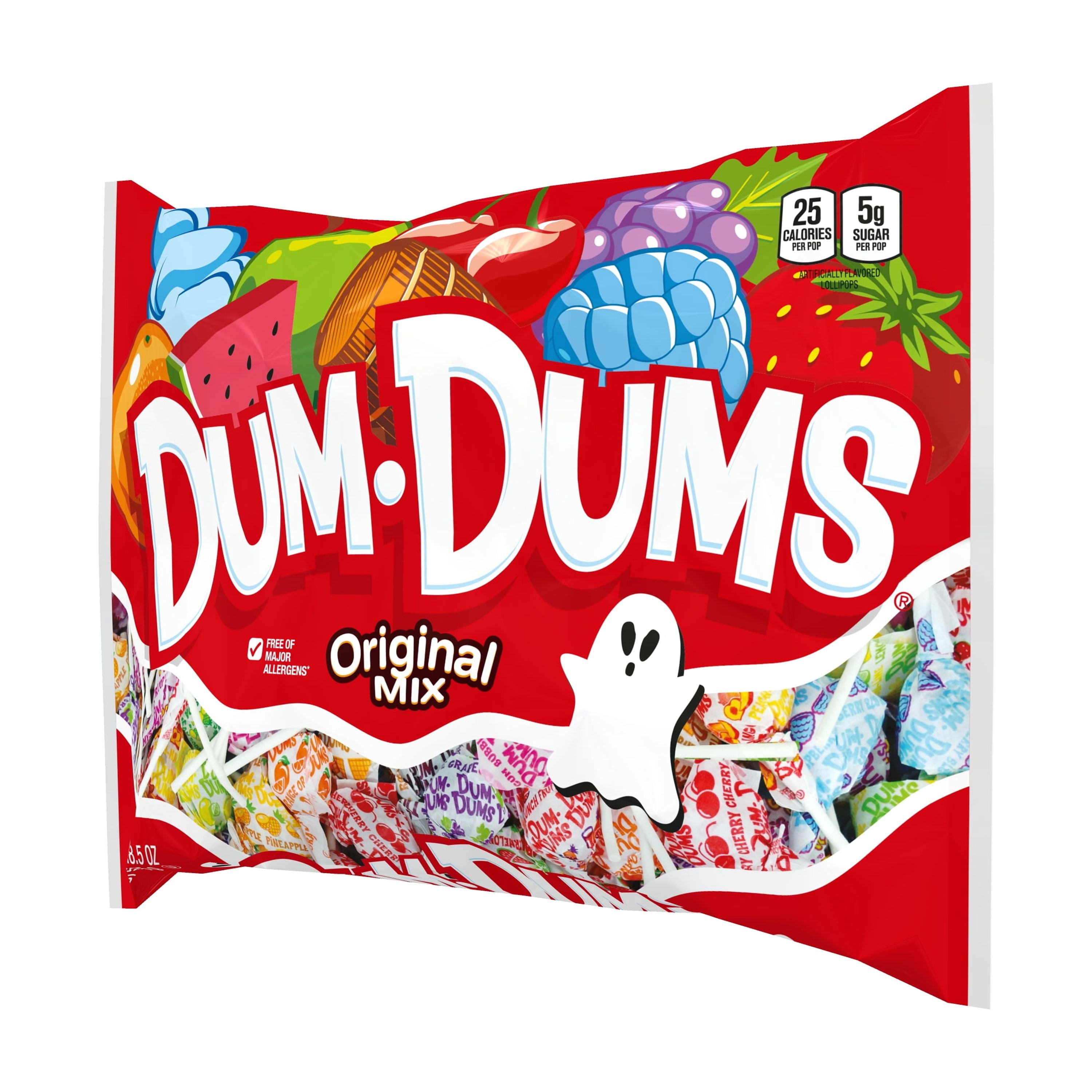 Dum Dums Original Mix Halloween Assorted Candy, Lollipops & Suckers, Hard Party Candy, 18.5 oz Bag
