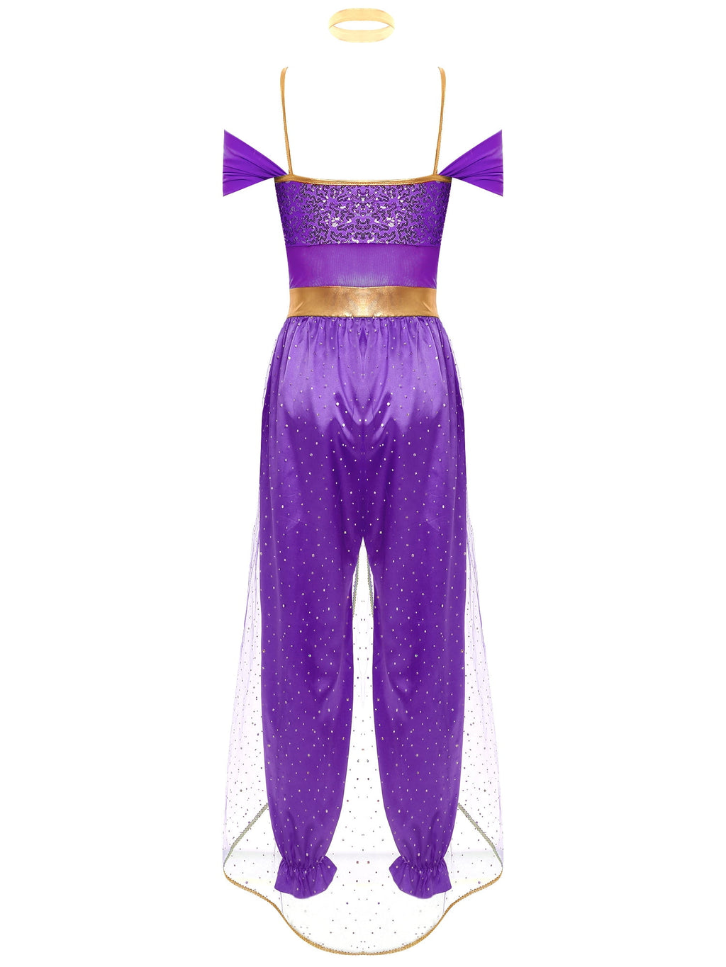 YiZYiF Women's Arabian Princess Dance Costume Halloween Party Fancy Dress Shiny Belly Dance Jumpsuit Turquoise B M