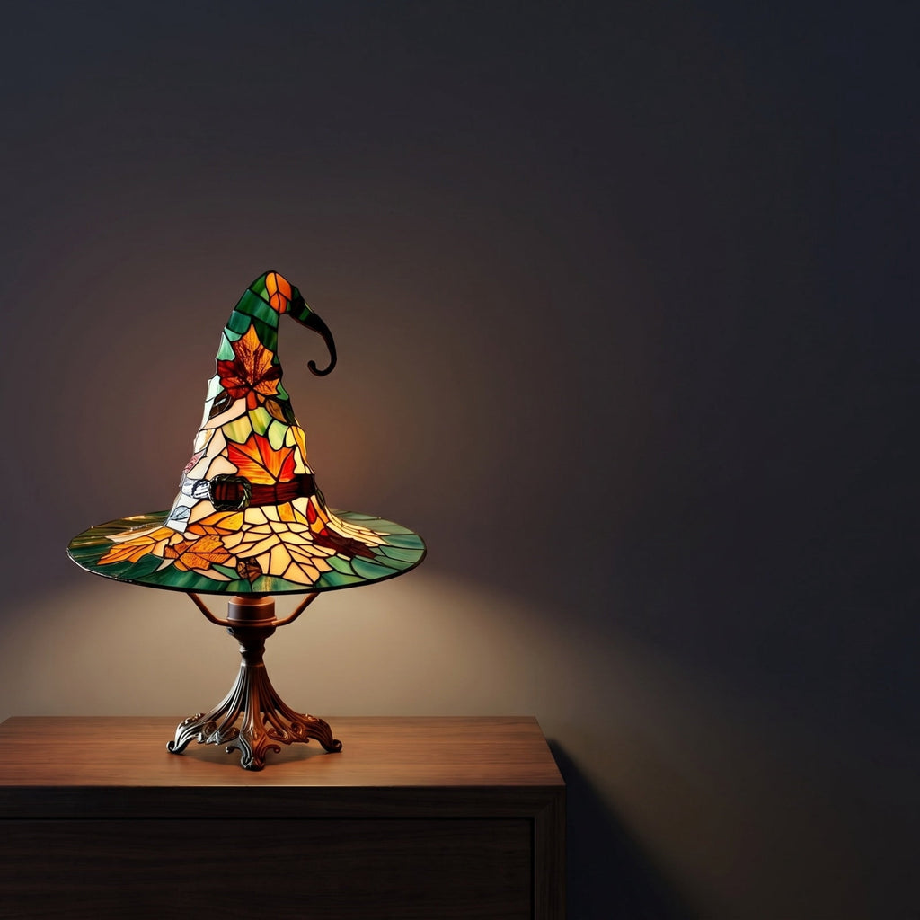 Clearance Halloween Table Lamp Decorations, Witch Hat Lamp Gifts - Handcrafted Retro Resin Witch Lamp, USB Powered Gothic Wizard Hats Night Light, Home Decor Accent Lamps for Bedroom