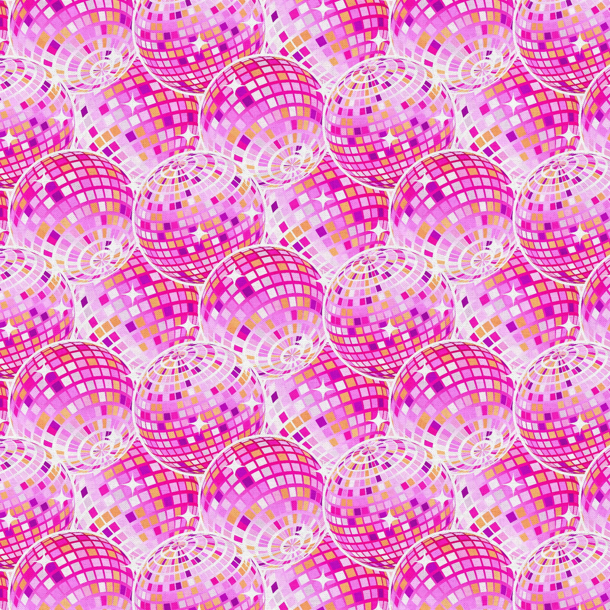 Half Yard 100% Cotton Disco Ball, Pink, 42" Wide for Sewing & Crafting by Fabric Editions