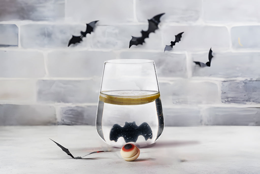 Way To Celebrate Halloween Stemless Wine Glass with Bat, 16.5 oz