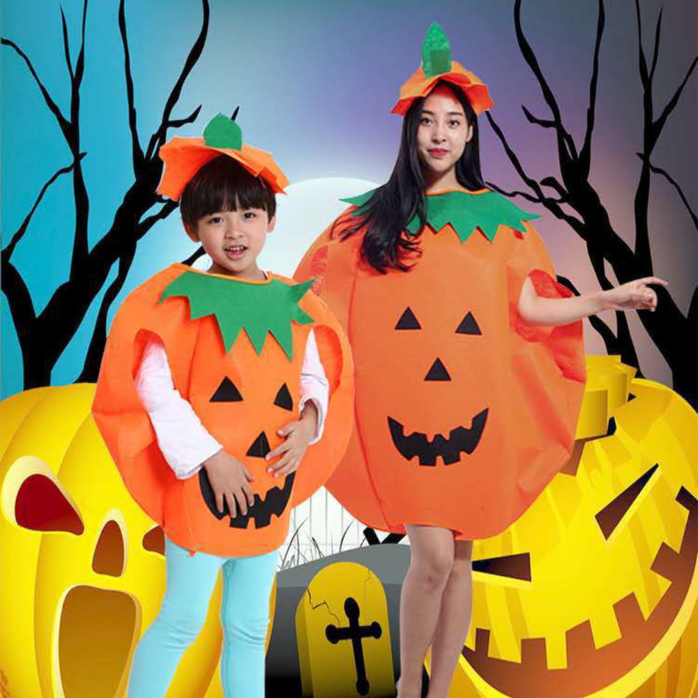 Halloween Women Men Pumpkin Costume Pumpkin Outfit Cosplay Party Clothes With A Hat,A Bag