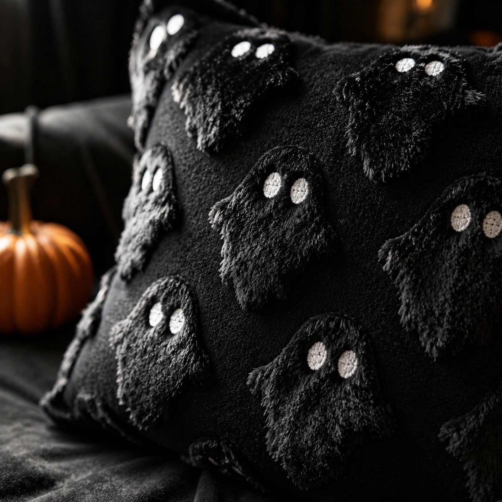 Decorative Pillow Plush Ghost Throw Pillow Cover 18 X 18 Inch 1 Piece for Couch Bedroom Halloween Home Decor