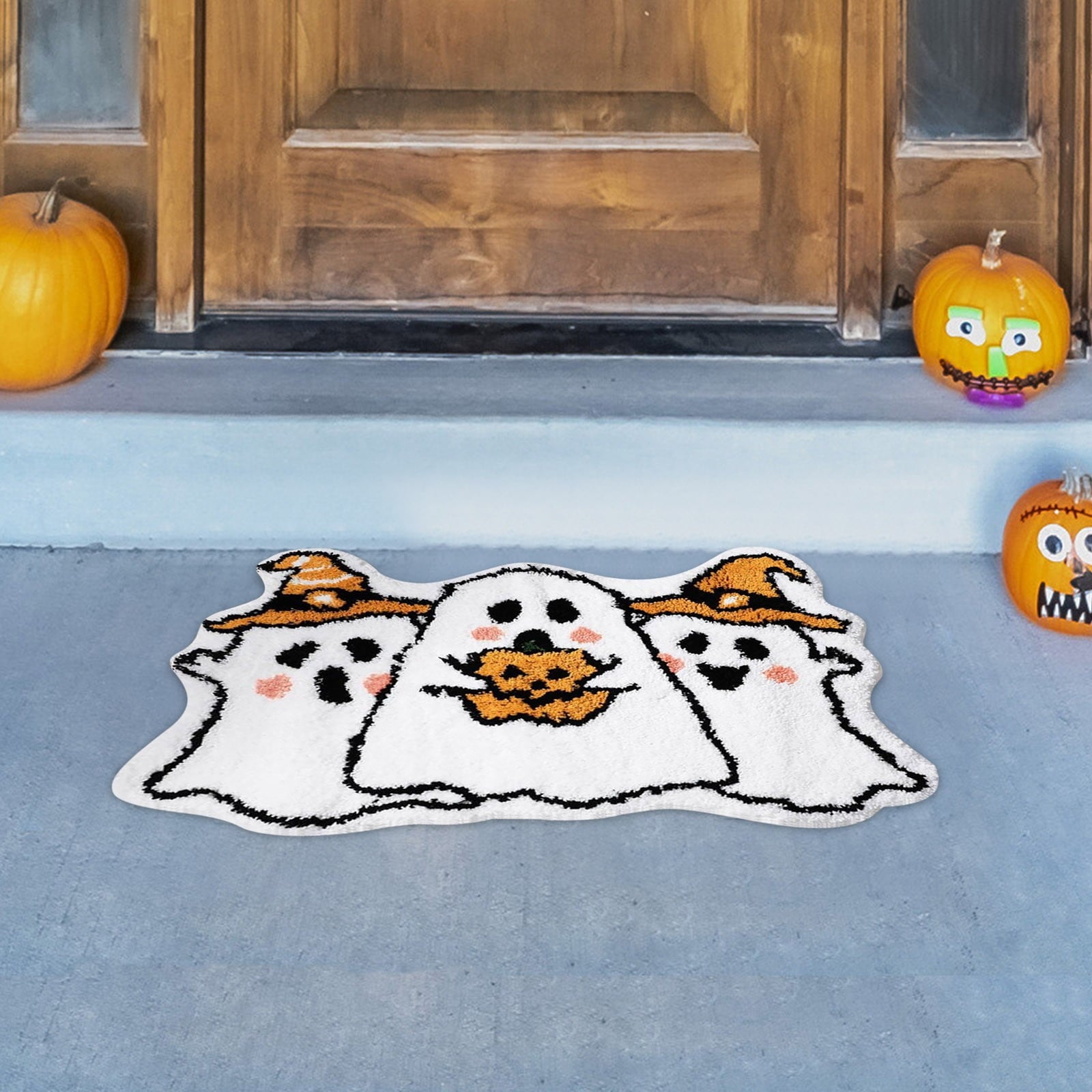 Stijggn Halloween Kitchen Rugs Halloween Mat Halloween Decorations Doormat, Welcome Mats for Front Door,Spooky Outdoor Mats for Front Door, Living Room, Bedroom, K-ids' Room