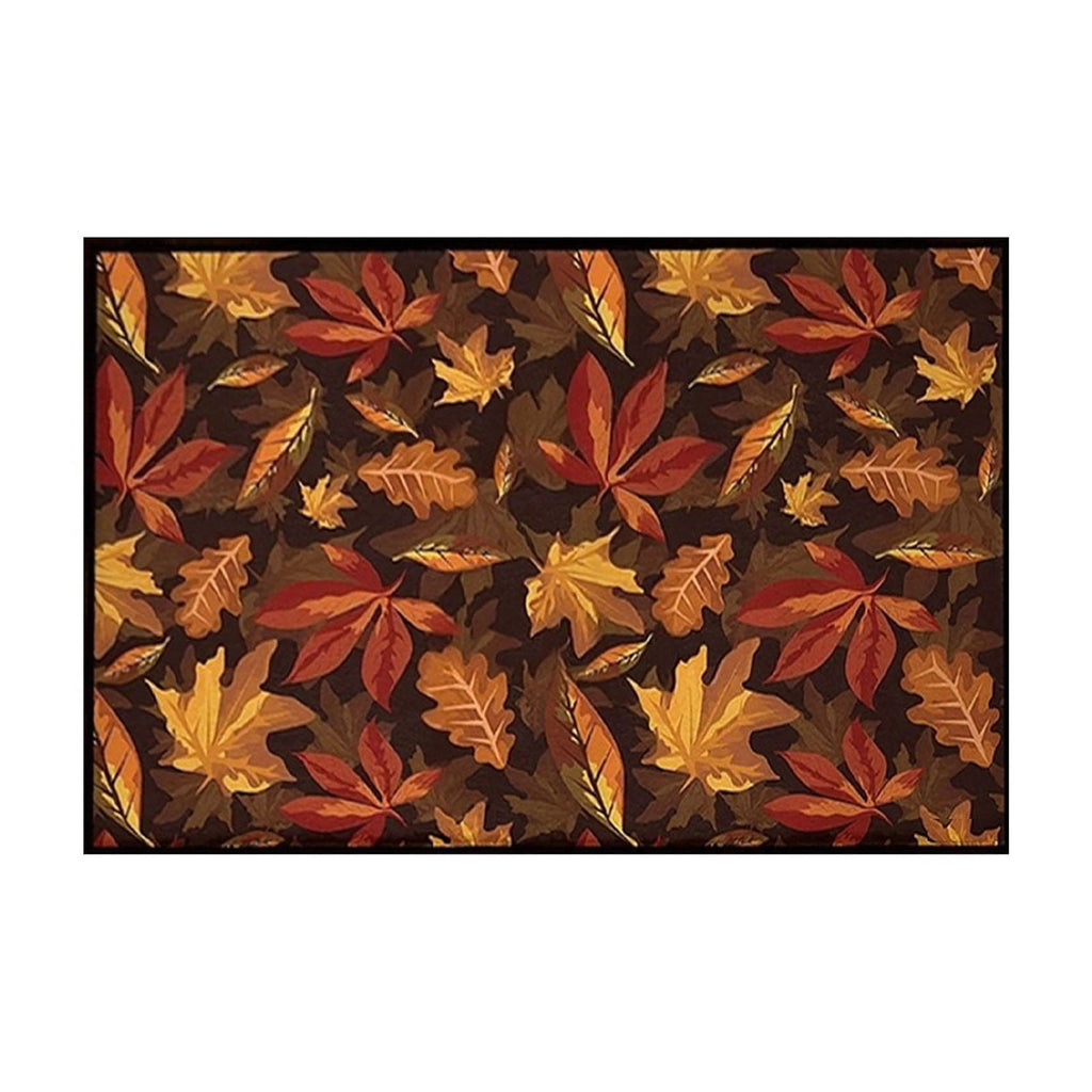 syligr Halloween Thanksgiving Doormat with Maple Leaf & Pumpkin Patterns - Non-Slip Floor Mat for Entryway, Kitchen, Porch, Fall Harvest Decor Rug with Anti-Fatigue Backing, Gift for Thanksgiving