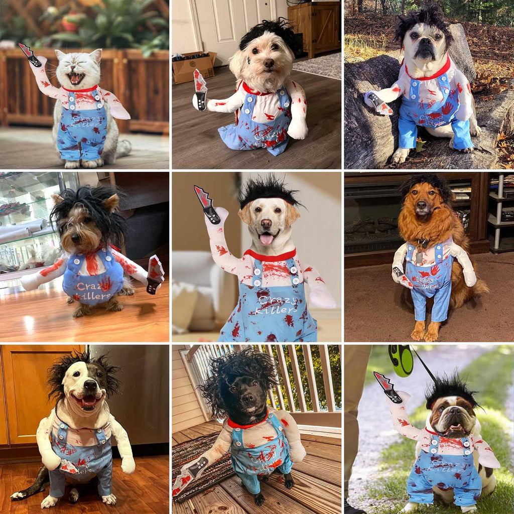 WILLED Halloween Deadly Dog Costume, Funny Pet Cosplay Christmas Outfit, Adjustable Party Dress Up Clothes for Small Medium Large Dogs