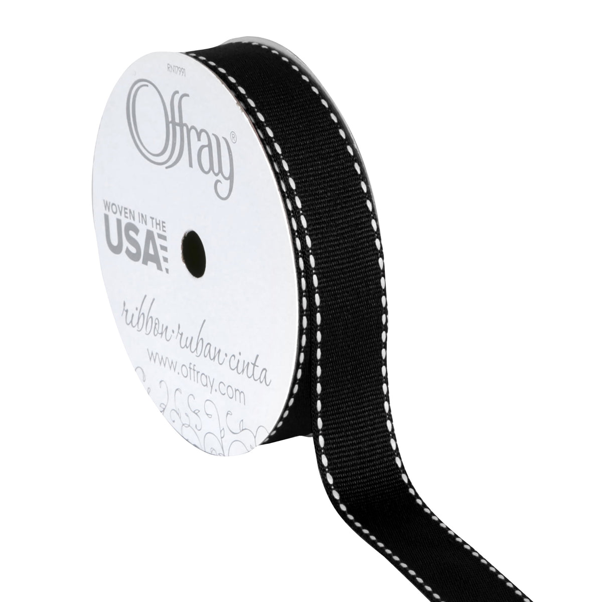 (3 pack) Offray Ribbon, Black and White 5/8 inch Grosgrain Polyester Ribbon, 9 feet