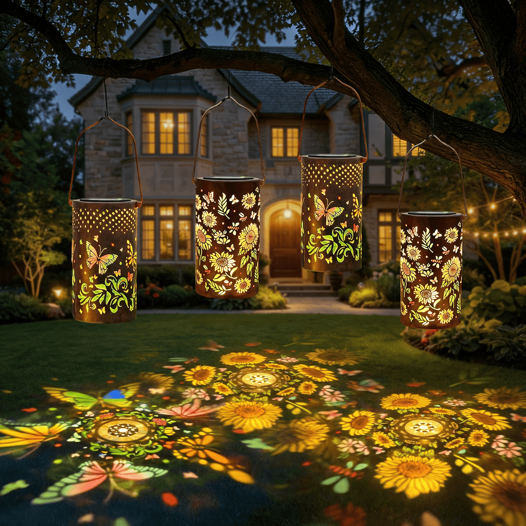 Colorful Solar Lanterns IP65 Outdoor Waterproof, Mother's Day Gifts for Women Mom Grandma - LED Colorful Sunflower Solar Lights Metal Hanging Lantern for Patio Yard Porch