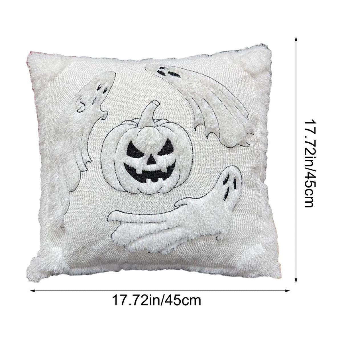 Yeciiwht Halloween Throw Pillow Cover – 18*18inch Embroidered Linen Cushion Case with Ghost, Mummy & Bat Designs, Invisible Zipper, Machine Washable
