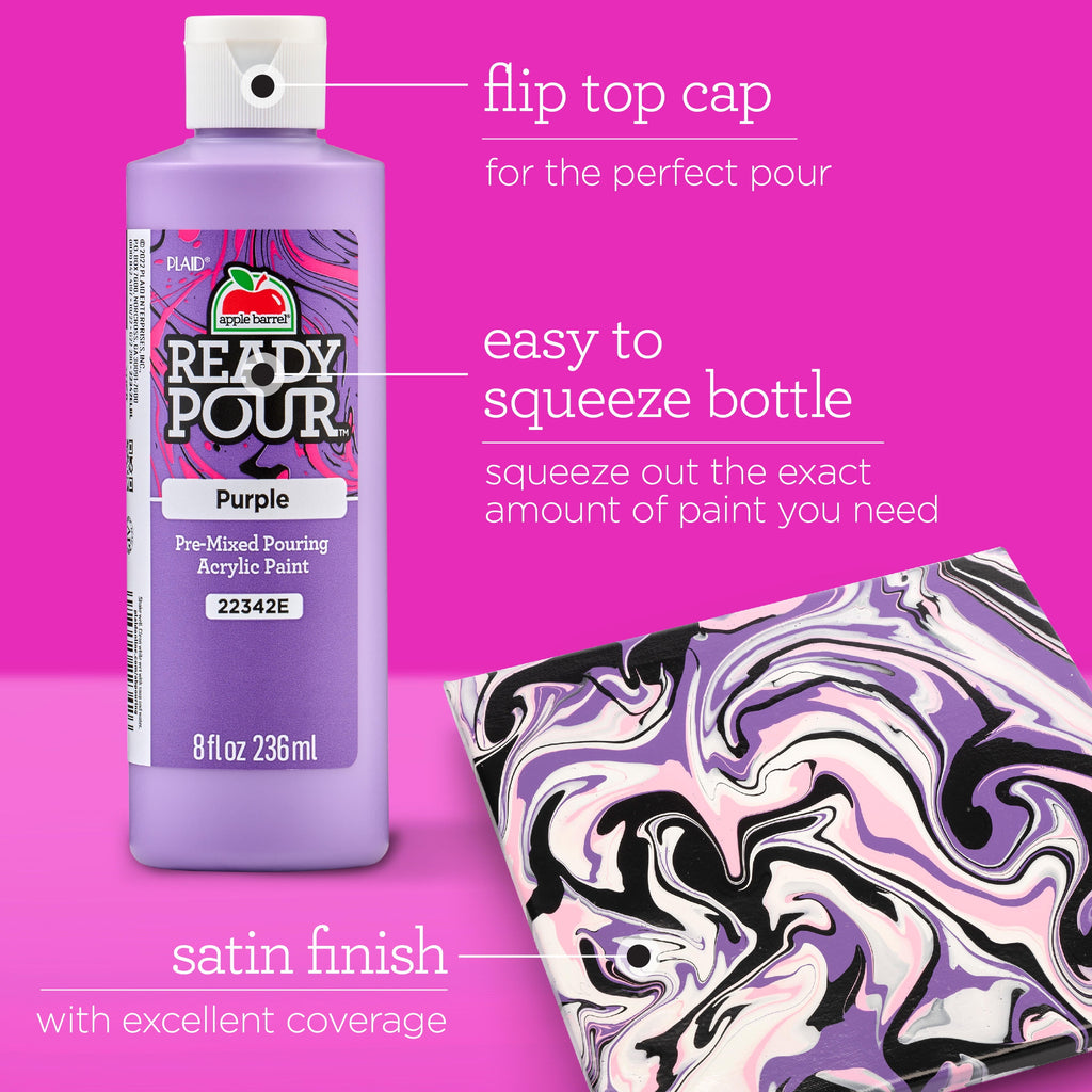 Apple Barrel Ready Pour Pre-Mixed Pouring Acrylic Craft Paint, White, 8 fl oz