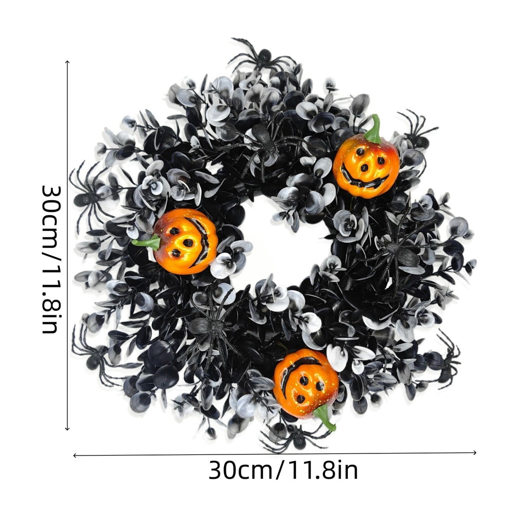 Boovnll Halloween Wreath, 18" Horror & Novelty Handmade Black Twig Glitter Bats Halloween Wreaths for Front Door Fireplace Wall Porch Party Decor, Halloween Decorations