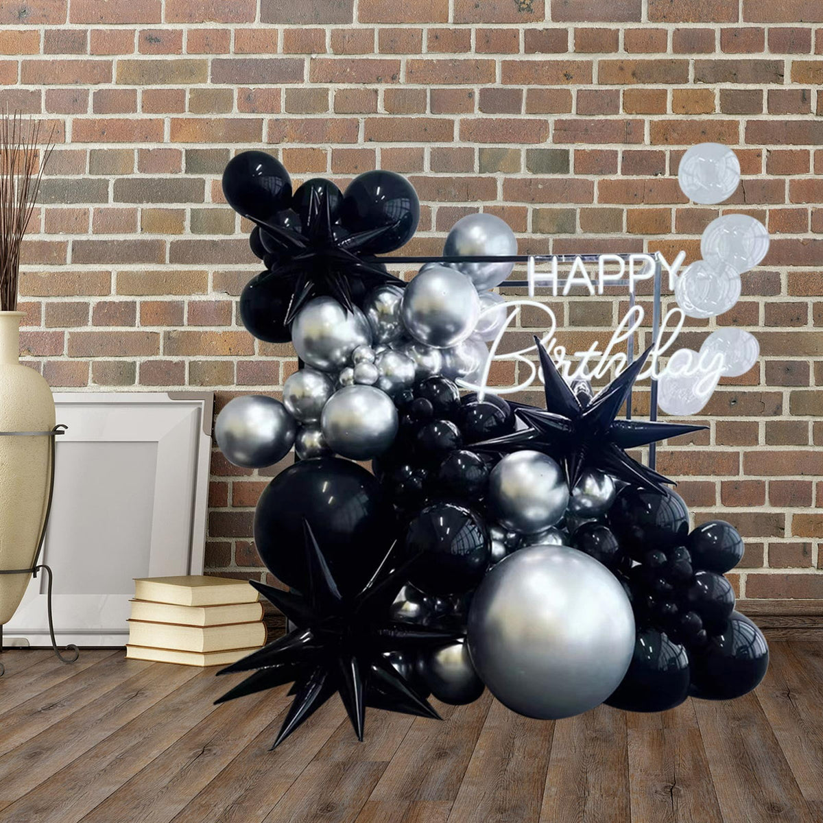 Hvmvliv Halloween Balloons Set Black Balloons Set, 105Pcs White Balloons Arch Ornament Halloween Balloons for Halloween Celebration Party Bar Anniversary Graduation Decoration(105pcs)