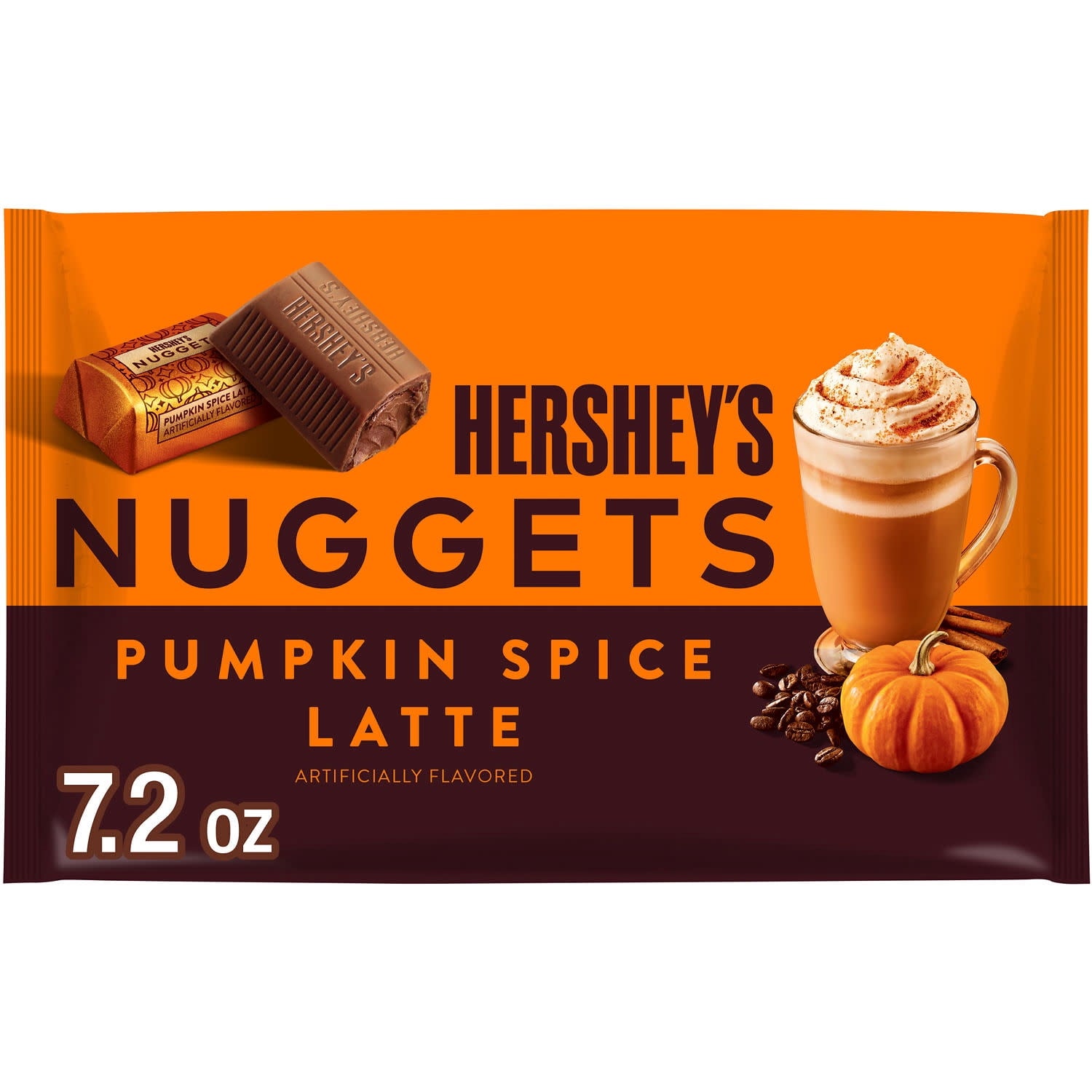 Hershey's Nuggets Pumpkin Spice Latte Flavored, Fall Candy Bag, 7.2 oz