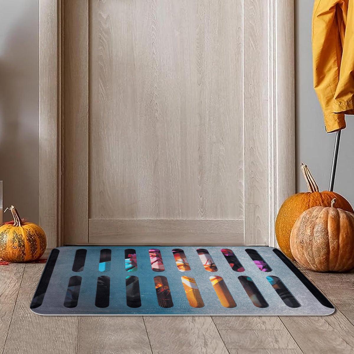 BLEUM CADE Halloween Doormat Outdoor Welcome Mat Dancing Skulls Door Mat Outside Entry Rug,18" x 30"
