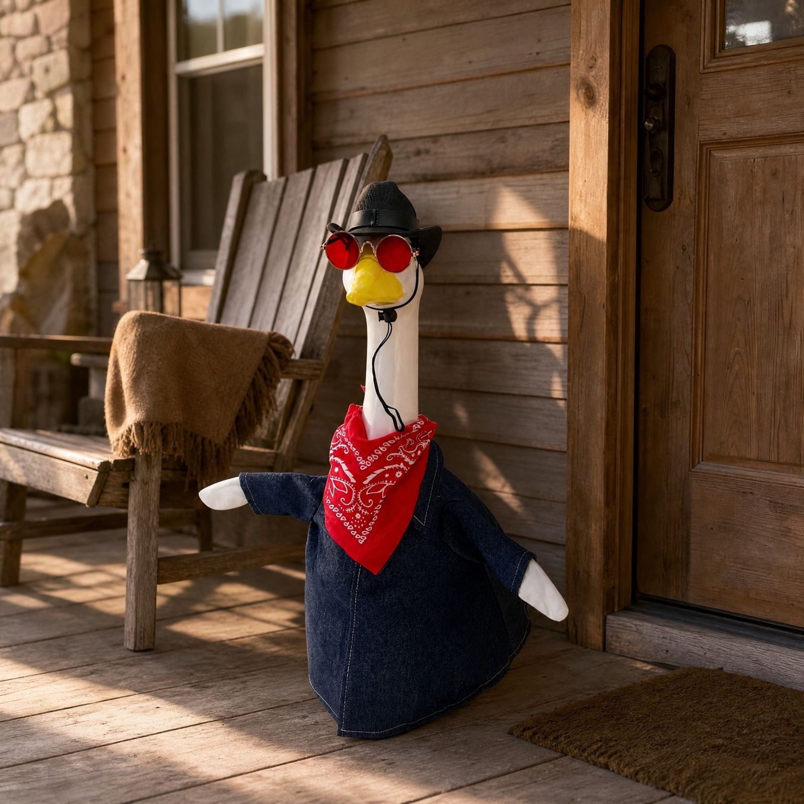 Thanksgiving Harvest Outfit for 23" Porch Goose, Goose Fall Theme Dress in White&Orange with Headwear Fall Harvest Decor for 23" Goose Outdoor Patio Yard Lawn Decoration
