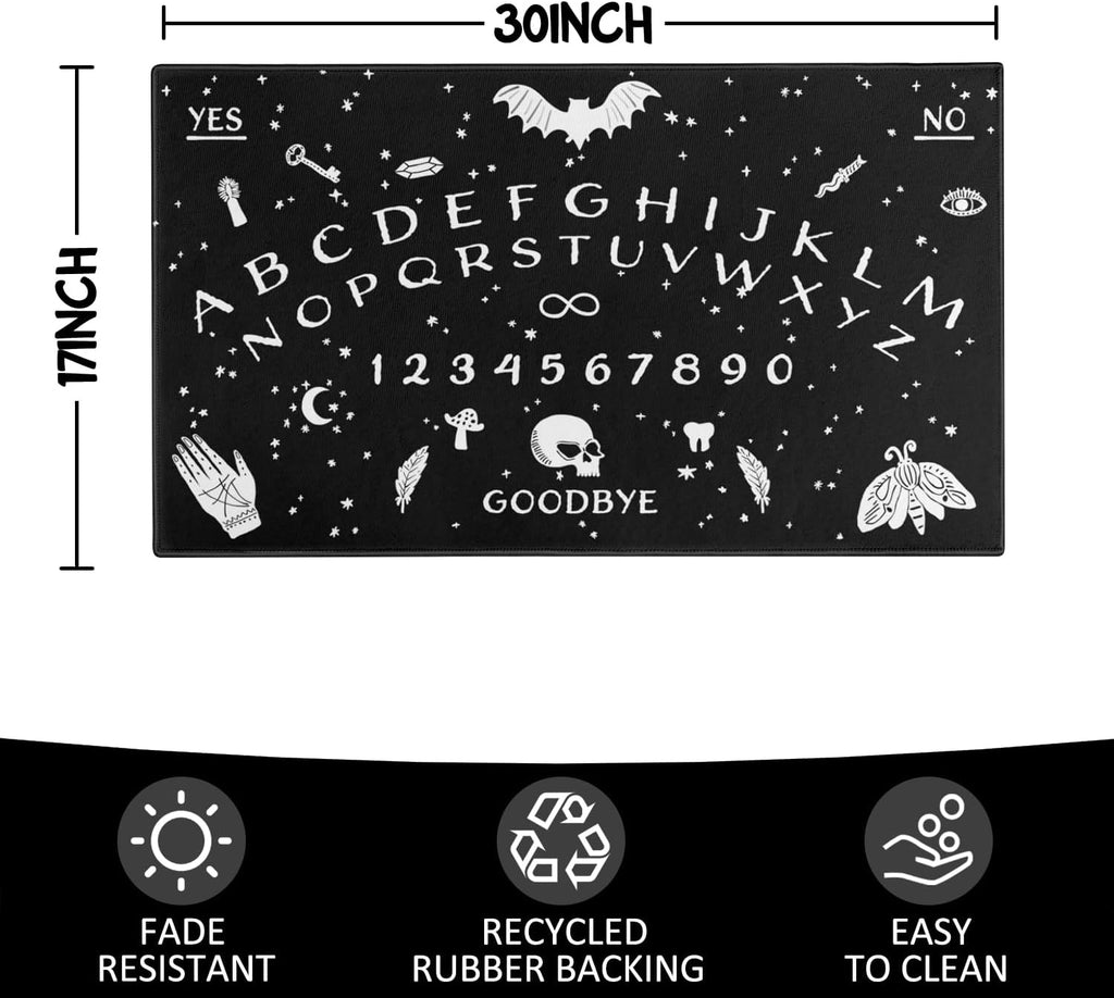 Halloween Door Mat,Goth Occult Spooky Creepy Witch Skull Bats Outdoor Mats for Front Door,Halloween Indoor Entrance Non-Slip Doormat Entryway Welcome Rubber Mats for Porch Decor 30" x 17"
