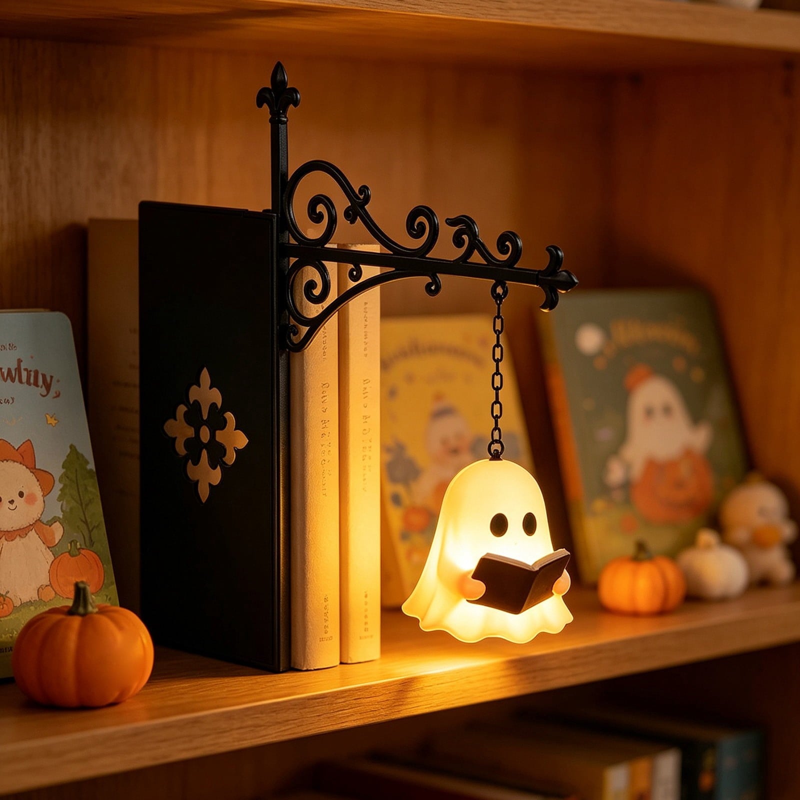 Nkmbld Halloween Bookshelf Lamp, Vintage Library Lantern Decorative Bookshelf Lighting, Hanging Ghost Lantern Book Shelf Light, Halloween Decorations Indoor