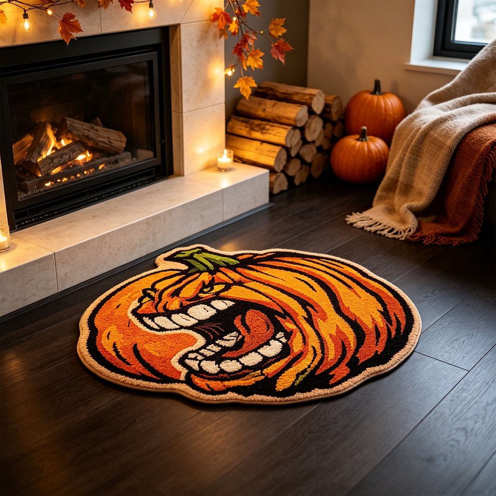 Fall Area Rug Maple Leaf Pumpkin Imitation Wool Mat 27.56x27.56in Polyester Skidproof & Soft for Living Room Bedroom Entryway Fall Doormat by MPOISVA