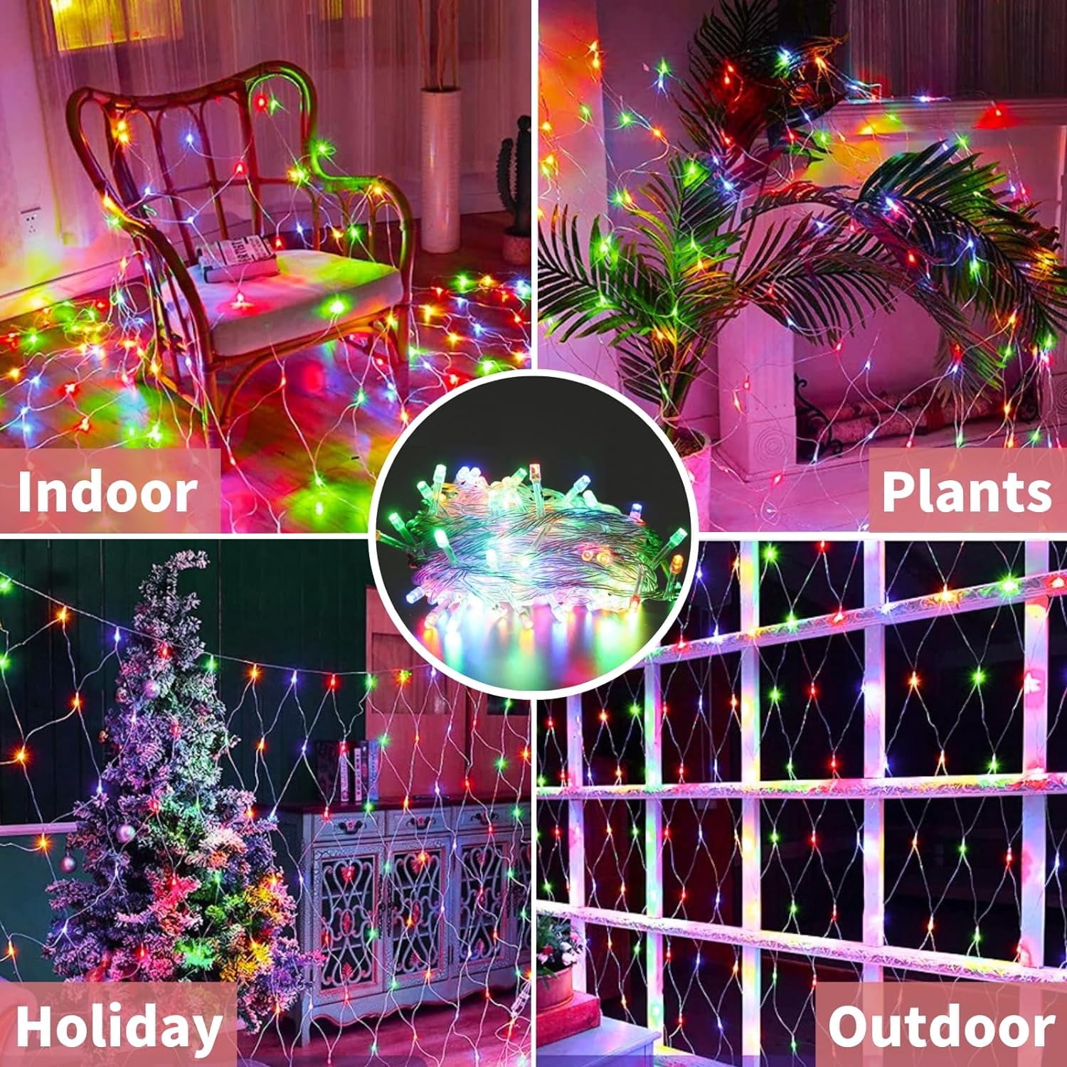 DAYBETTER Christmas Net Lights Outdoor, Warm White Waterproof Mesh Fairy String Lights, 12ft*5ft 360 LED with 8 Modes Plug in, for Bushes Garden Party Decoration