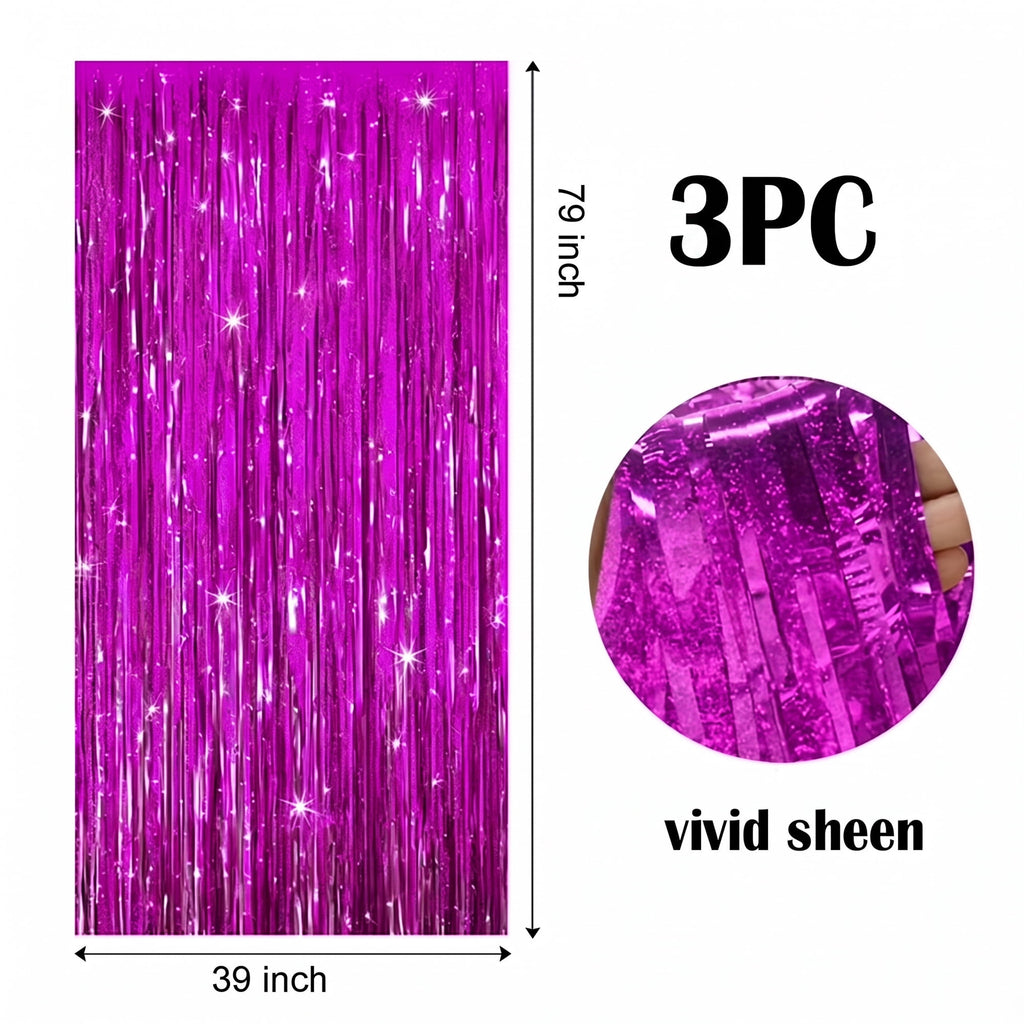 Sm:)e 2-Pack Light Bright Silver Foil Fringe Curtains for Events - Birthday, Wedding, Graduation, Christmas, Baby Shower, various festivals Decor Photo Booth Fun!