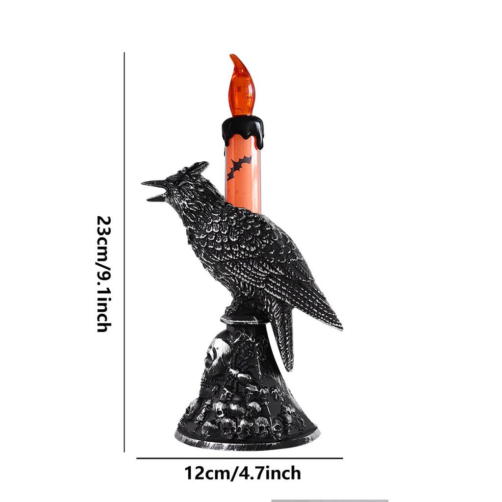 Gothic Mysterious Crow LED Light Luminous Sculpture, Resin Gothic Home Decor Accent, Raven Lamp for Halloween Gift, Bedroom Bedside, Living Room