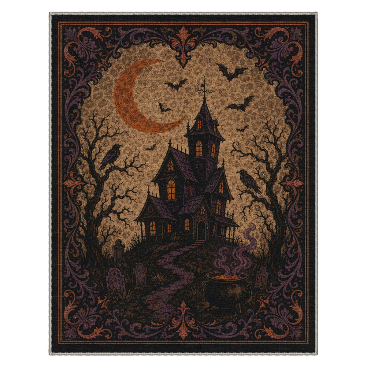 GENIMO 2'x3' Halloween Doormat, Washable Non Slip Soft Whimsical Cat Outdoor Door Mat for Front Door Covered Porch Patio Entryway, Rustic Black
