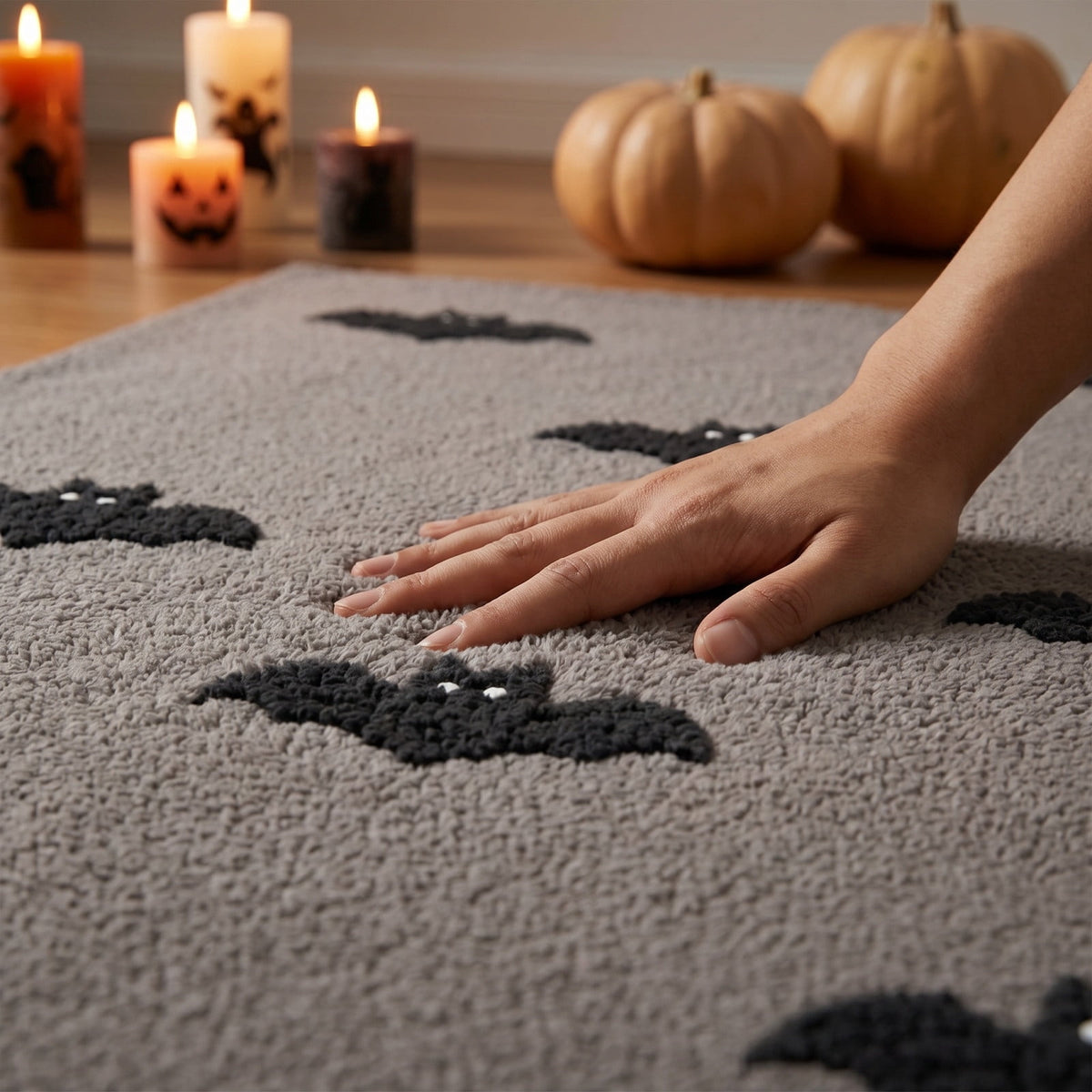 OutmaxHome Halloween Theme Cute Ghost Print Doormat, 15.8x23.6 Inch Non-Slip Absorbent Mat, Easy to Clean, for Front Door, Porch, Farmhouse