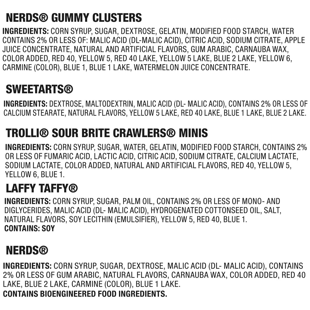 Nerds Core Winners Halloween Trick-or-Treat Variety Bag, NERDS Gummy Clusters, SweeTARTS, Trolli, Laffy Taffy, and NERDS Original, 180 Pieces, 59.76 Ounces