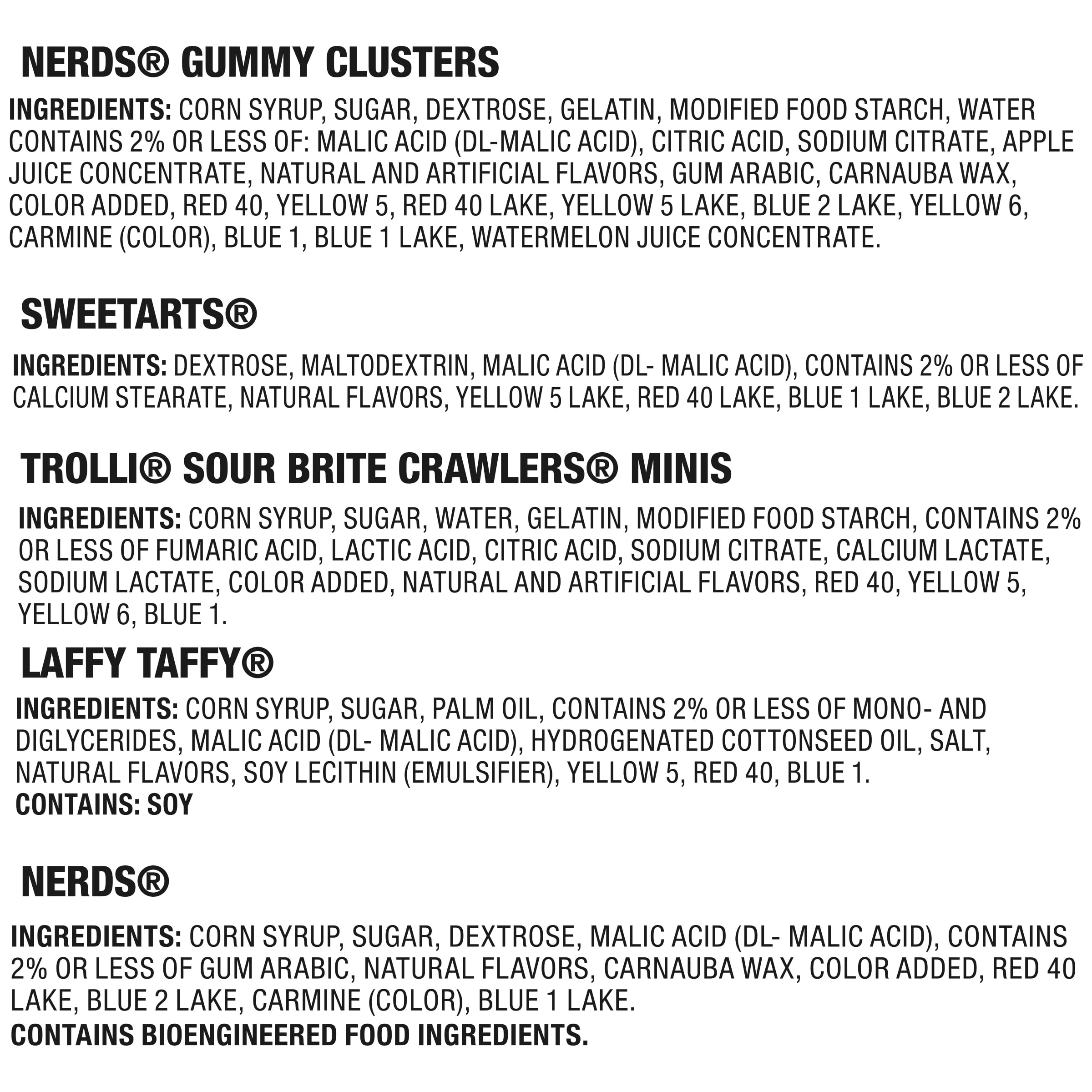 Nerds Core Winners Halloween Trick-or-Treat Variety Bag, NERDS Gummy Clusters, SweeTARTS, Trolli, Laffy Taffy, and NERDS Original, 180 Pieces, 59.76 Ounces