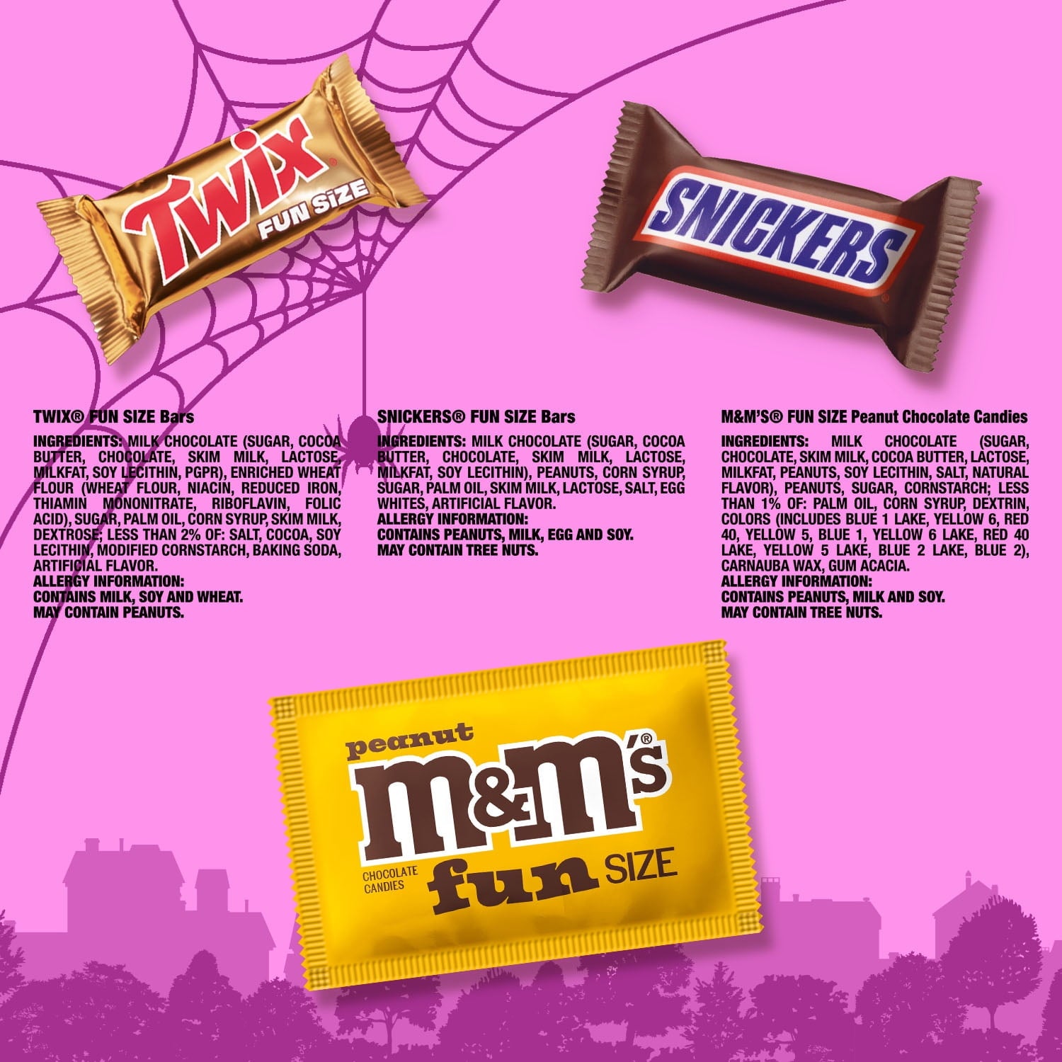 M&M's Peanut, Snickers & Twix Milk Chocolate Halloween Candy - 15 Ct Bulk Bag