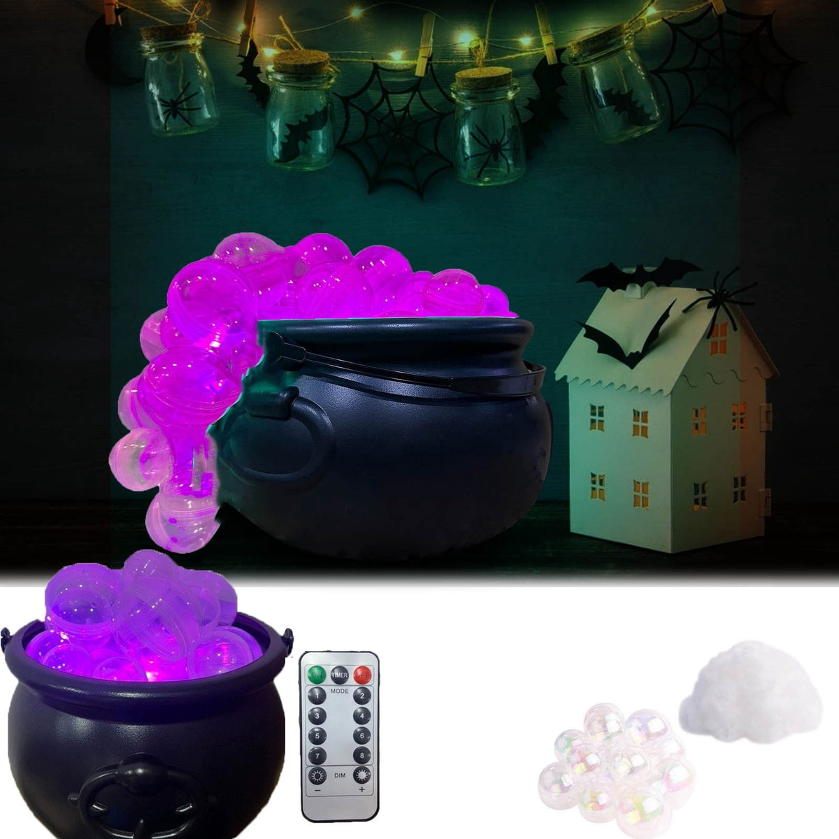 Muecwrye Halloween Decorations Outdoor, Halloween Clearance! Halloween Witches Cauldron on Tripod with Lights, DIY Bubbling Cauldron Set Decor for Home Porch Outside, Halloween Party Supplies