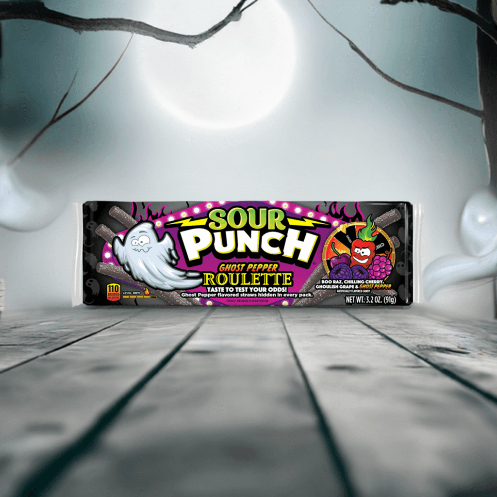 Sour Punch Ghost Pepper Roulette Straws Halloween Candy, 3.2 oz