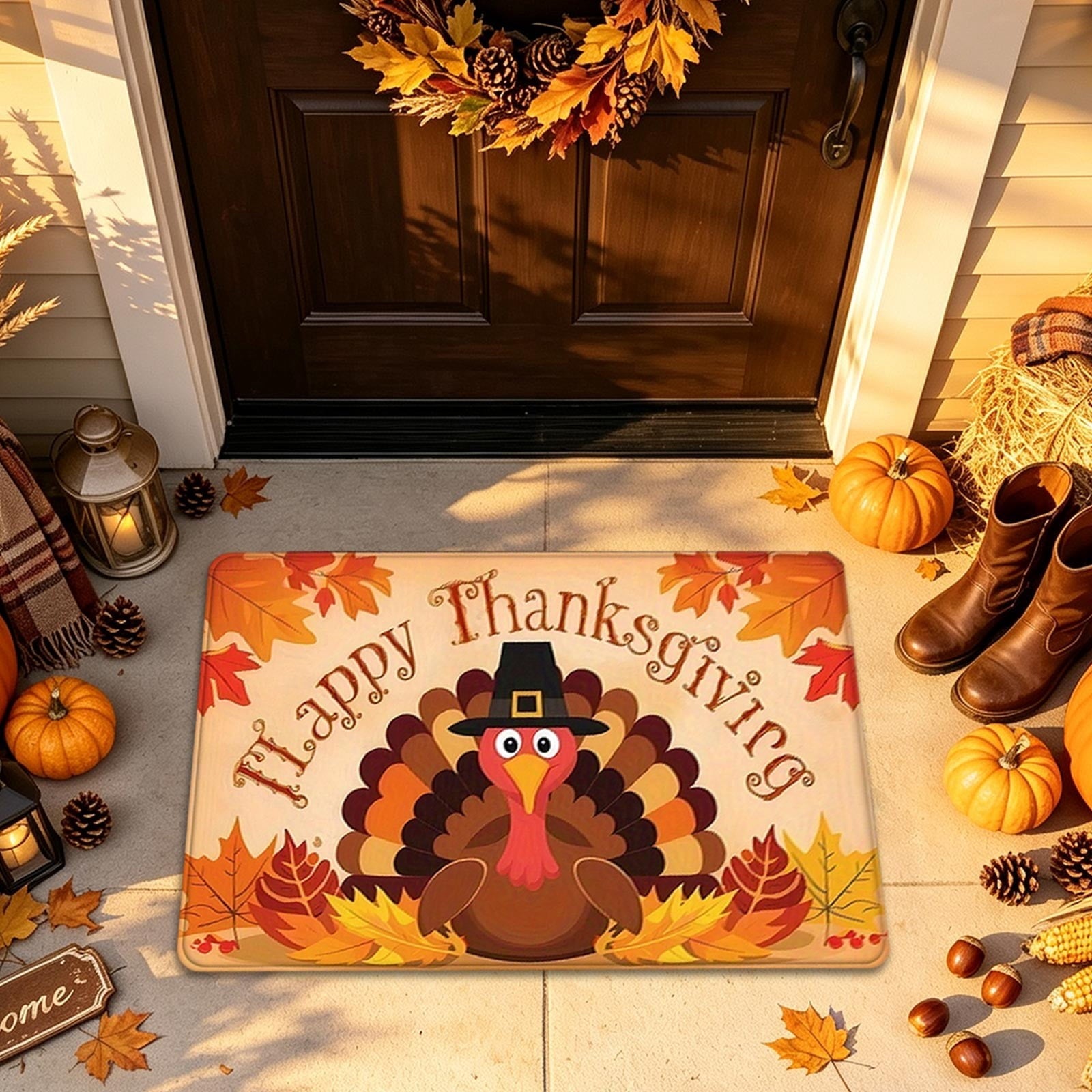 Autumn Door Mat for Entryway, 16x24 Inch, Fall-Themed Floor Doormat for Home Decor, Non-Slip Rug Mat for Living Room, Kitchen, Bedroom, Gifts for Fall Lovers (E)