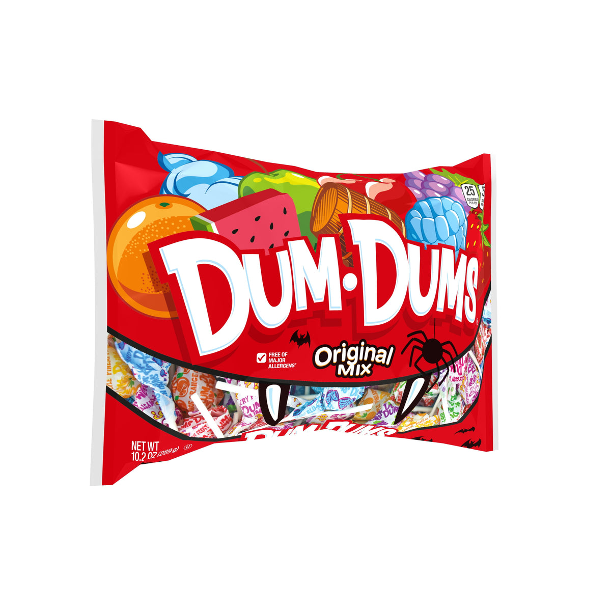 Dum Dums Original Mix Halloween Assorted Candy, Lollipops & Suckers, Hard Party Candy, 10.2 oz Bag