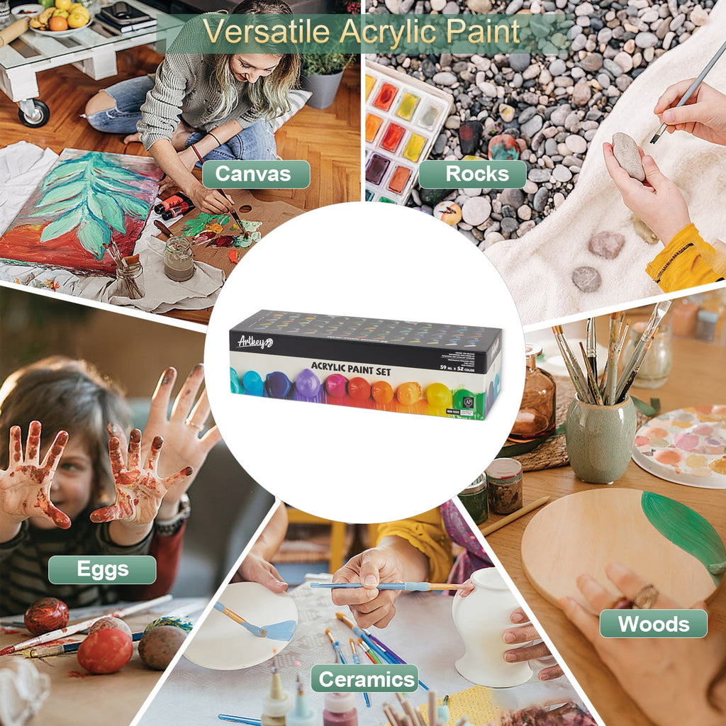 Artkey Acrylic Craft Paint Set, Festival, 24 Colors (2-Ounce)