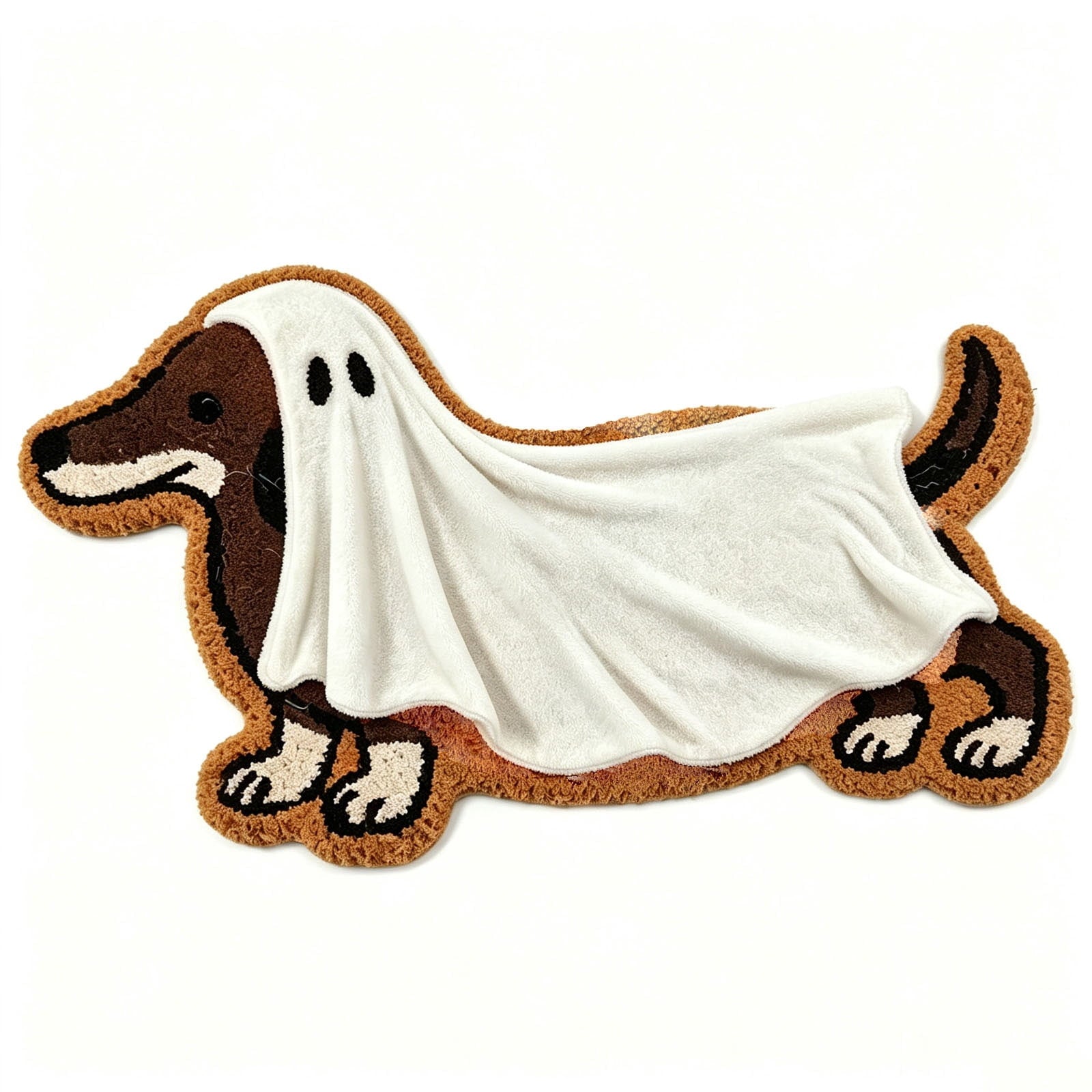 MMJ Halloween Doormat Dachshund Ghost Shape Soft Faux Non Slip Floor Mat for Entryway Bathroom Home 23.62x15.75in