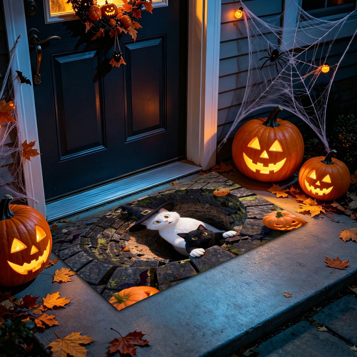 3D Optical Illusion Halloween Doormat Visual Trap Hole Design Non Velvet Entryway Rug Washable Floor Mat