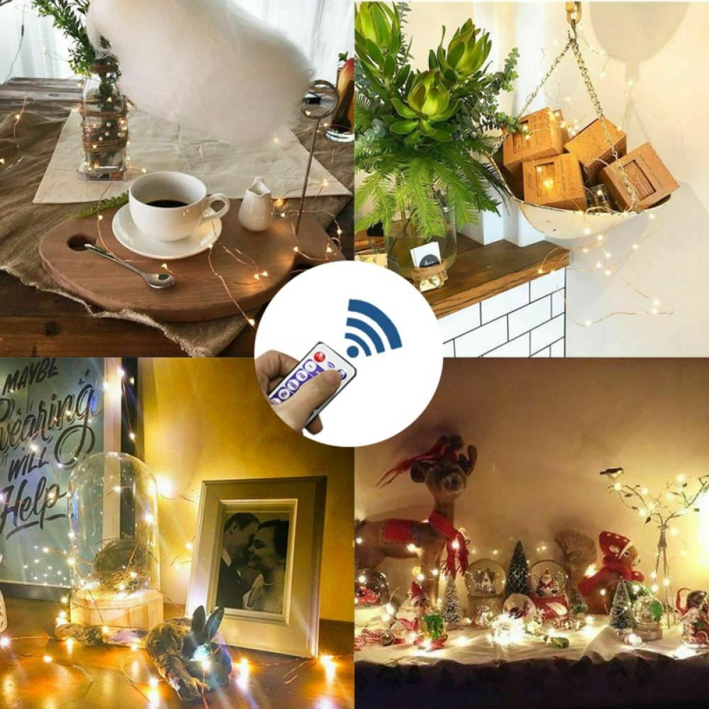 Remote Control String Lights, Led Fairy Lights, 20/50/100/200 LEDs Waterproof Flexible String Lights Battery Operated for Bedroom Home Wedding Christmas Festivals