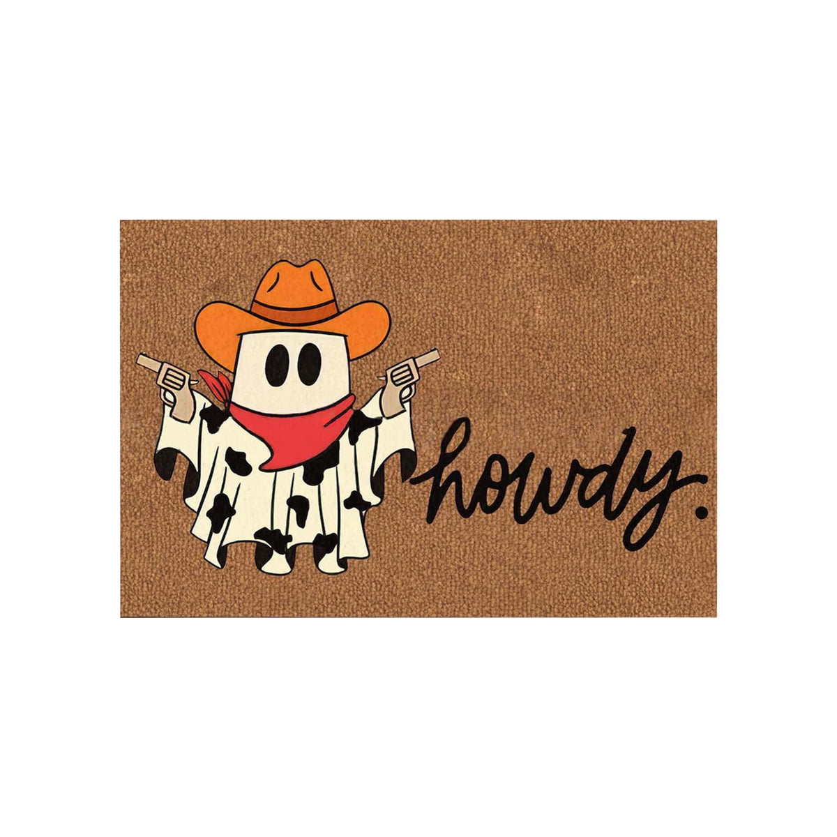 Halloween Doormat Coir Door Mat Howdy Ghosts Happy Halloween Door Mat Indoor Outdoor Front Door Mat Non-Slip Rubber Back Funny Door Mats Low Profile Machine Washable