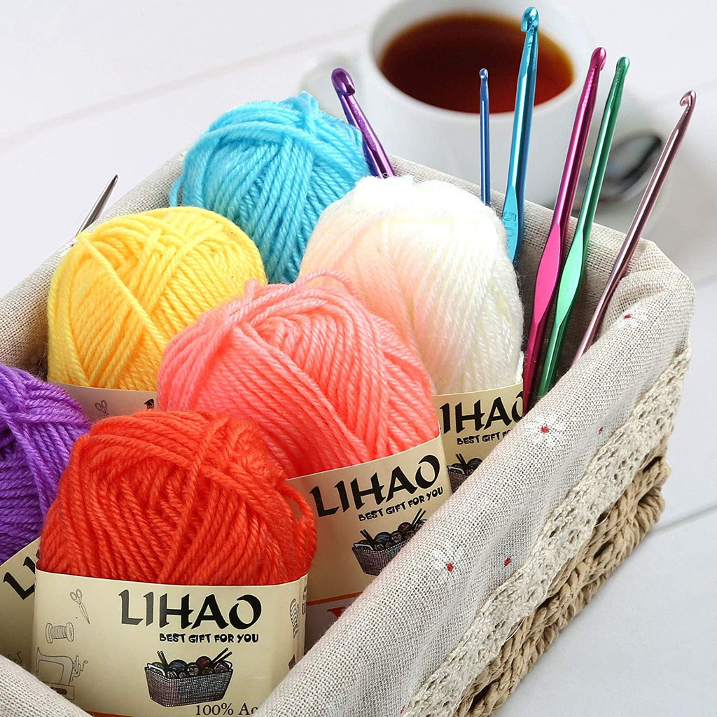 Moncolis 12 Skeins Mini Yarn for Knitting Crochet Craft - 100% Acrylic,0.53oz/15g,28 Yards/Roll