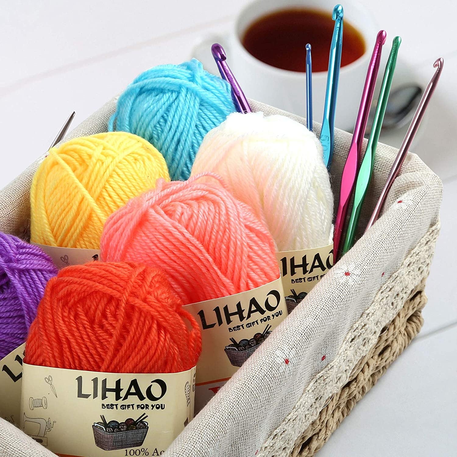 Moncolis 12 Skeins Mini Yarn for Knitting Crochet Craft - 100% Acrylic,0.53oz/15g,28 Yards/Roll