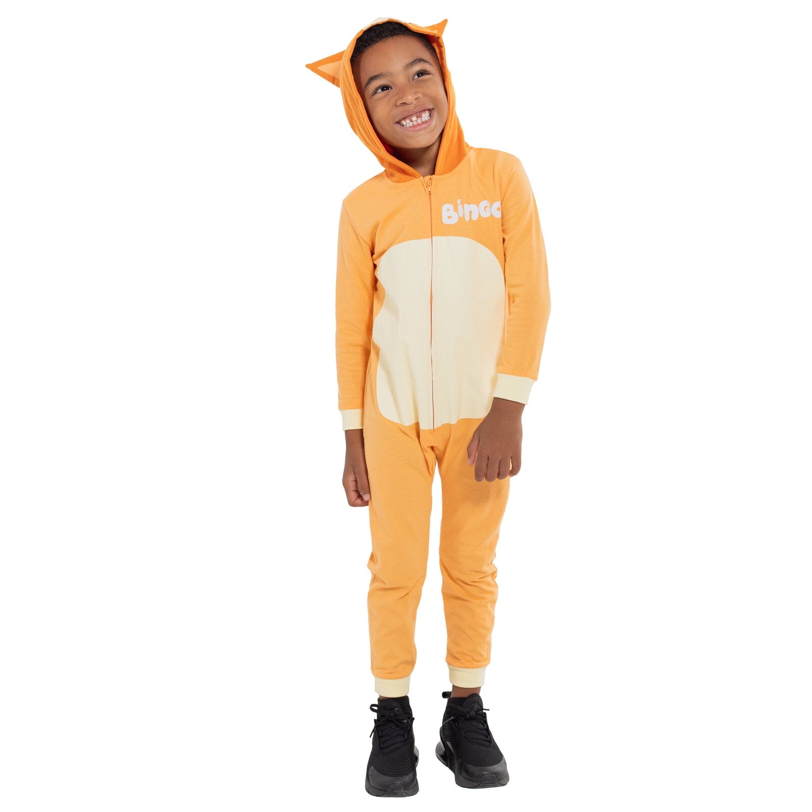 Bluey Little Kids' Boy or Girl Cosplay Hooded Coverall Bingo Orange
