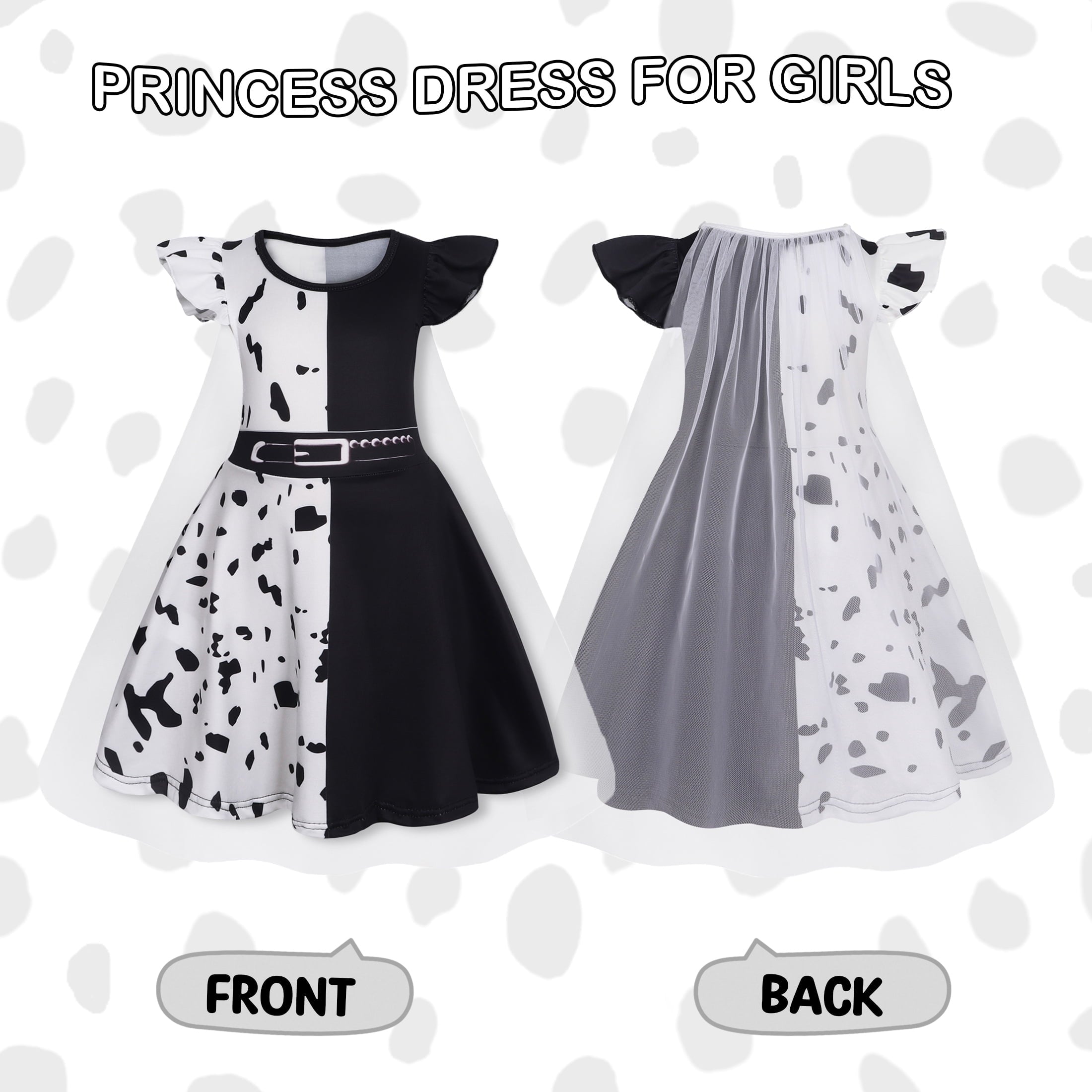 Benylion Girls Ice Princess Dress Halloween Cosplay Costumes With Tulle Cape Kids Birthday Party Dress up Outfit for 7-8 Years