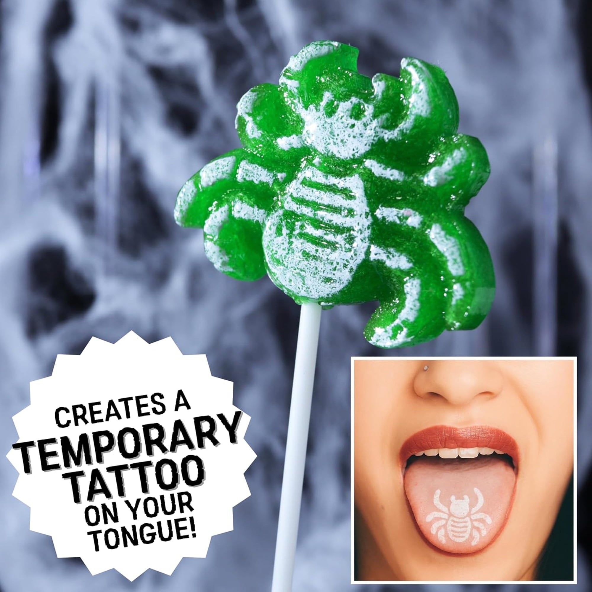 Spider Tattoo Lollipops, Halloween Candy, 24 Count, 10.16 Ounce Box
